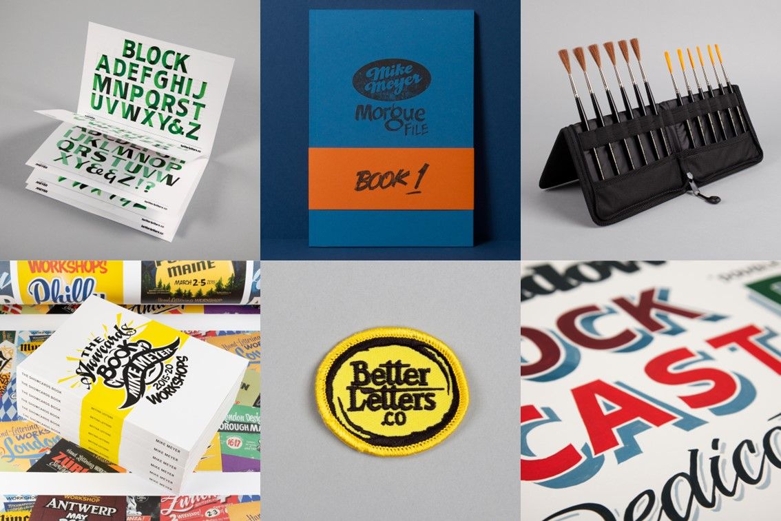 Variety of sign painting publications and merchandise.