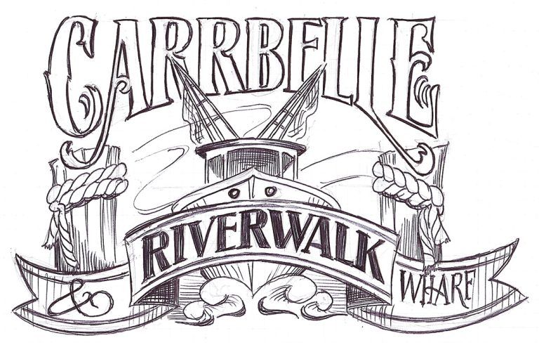 Sketch for a sign for Carrbelle & Riverwalk Wharf.