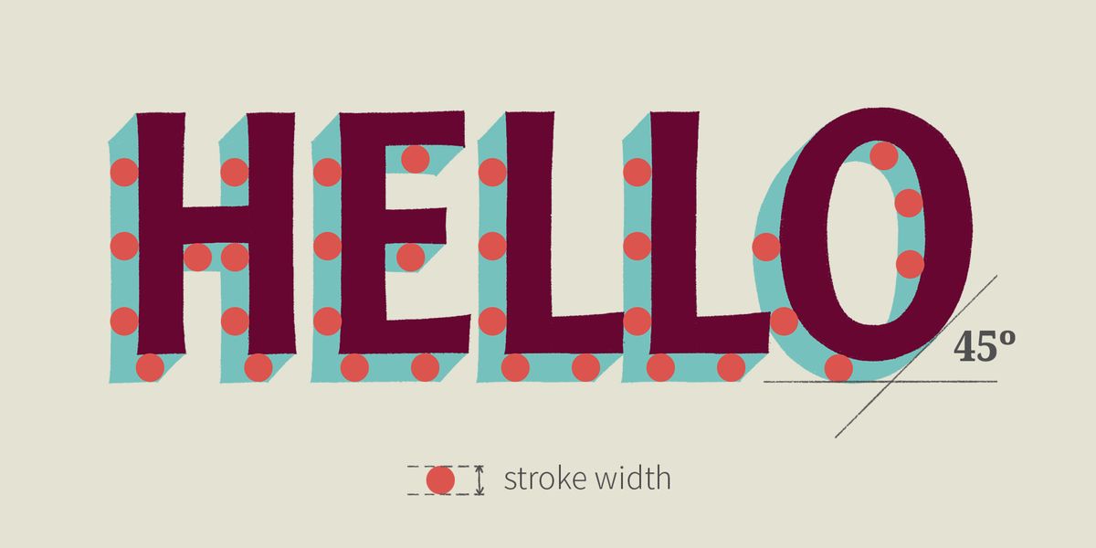 The word "hello" with the letters shaded to the left and below.