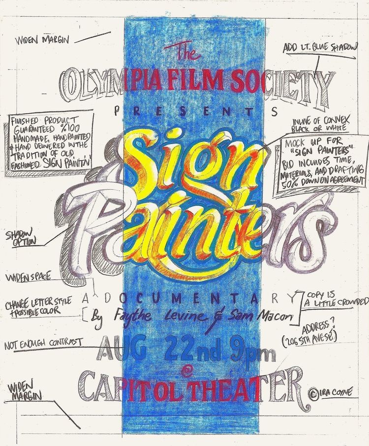 Hand-drawn promotional flyer for a film screening.