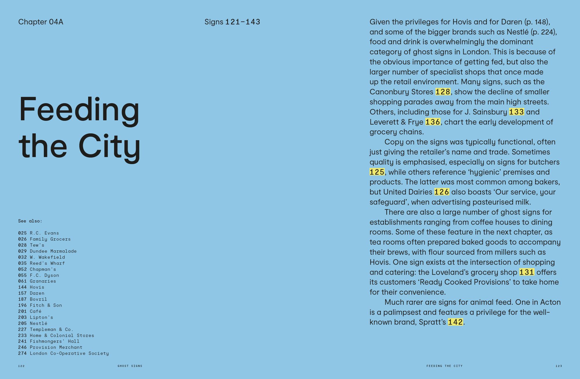 Opening spread for a chapter in the book with the title 'Feeding the City' and an introductory text.