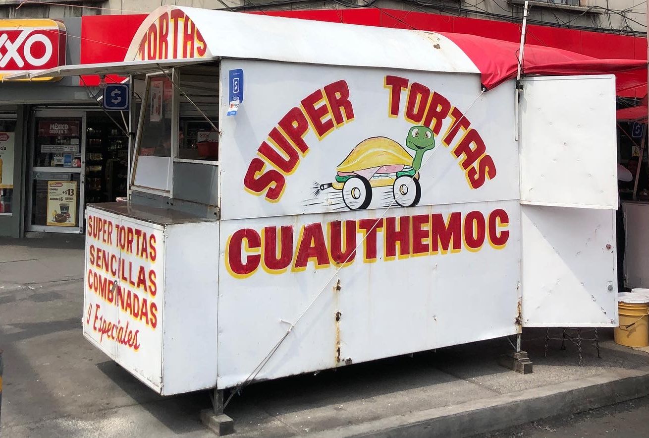 Hand-painted food stand.