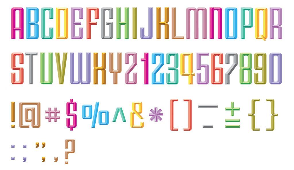 Colourful font based on Indian sign painting style.