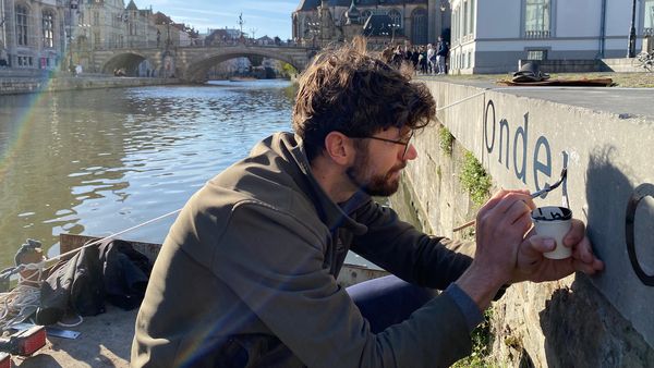 Poetic Painting on the River Leie in Ghent