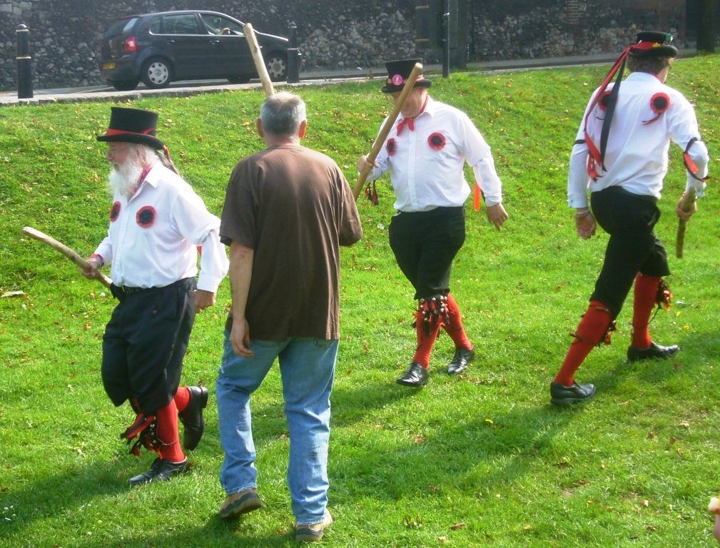 Mick Pollard shows off his Morris Dancing skills.