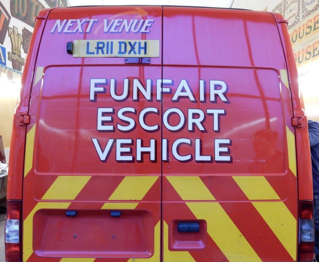 One of the fair’s support vans, now freshly lettered and ready for the road again