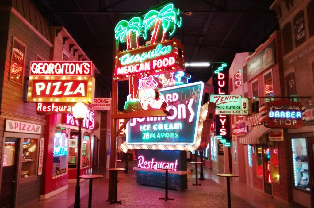 ‘Main Street’ and the centre piece at the American Sign Museum.
