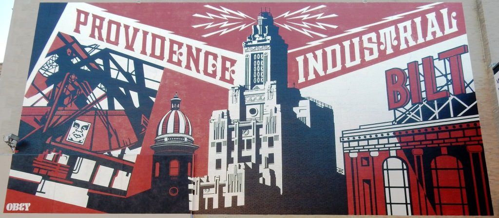On a quick trip into town, I got to see this mural designed by Shepard Fairey, a graduate of the local Rhode Island School of Design.