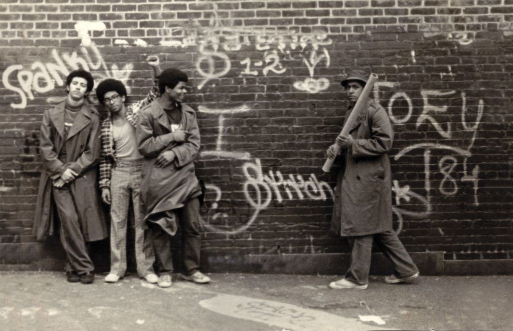 SNAKE 1, STATIC 5, FLASH 191, and STITCH 1 at the P.S. 189 school yard in Washington Heights, New York. Circa 1973.Photo courtesy SNAKE 1.