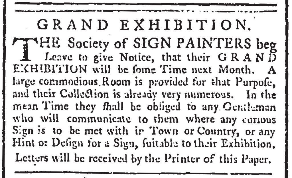 Fig. 1: Announcement for a Grand Exhibition, St. James’s Chronicle or the British Evening Post (London, England), March 13, 1762 – March 16, 1762; Issue 158. Image via 17th-18th Century Burney Collection Newspapers.