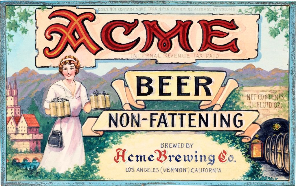 Lehmann Printing, hand painted beer label comp for Acme Brewing Co., ca. 1930.