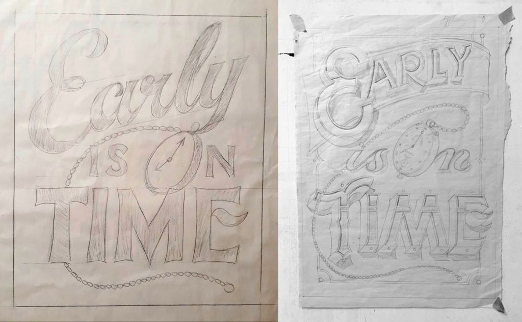 ‘Early is on Time’ development sketches.